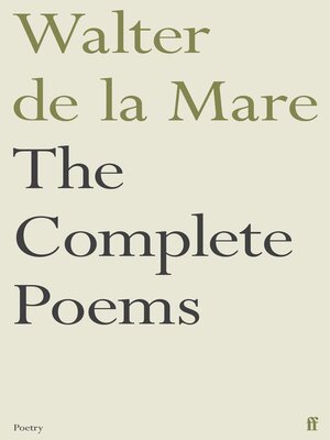 cover image of The Complete Poems of Walter de la Mare